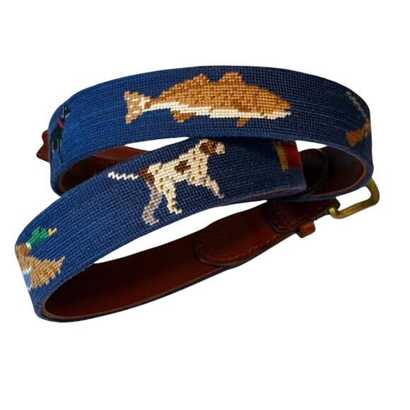 Smathers and Branson Southern Sportsman Needlepoint Belt Hunting Fishing Mens 42 - Picture 2 of 15